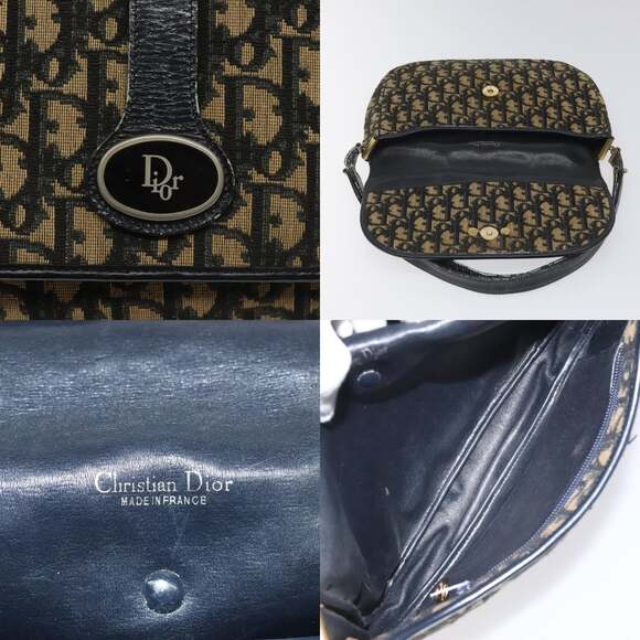 DIOR Trotter Canvas Shoulder Bag Navy - Picture 11 of 12